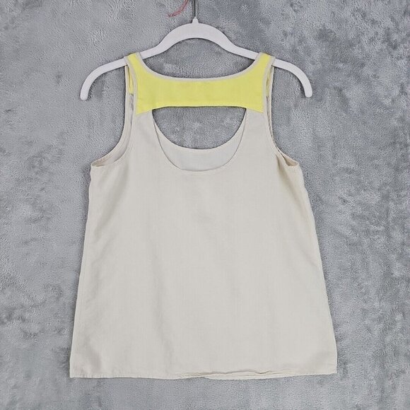 Patagonia Top Womens Size 4 Beige/Yellow Strap Combo Organic Cotton Lyocell Tank - Picture 2 of 6